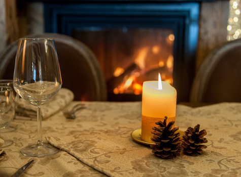 Candle and fireplace